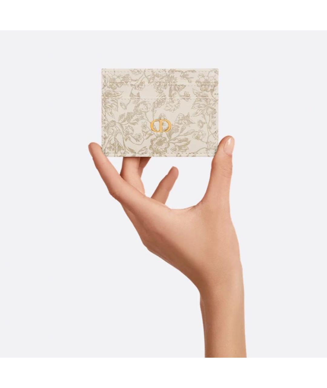 CHRISTIAN DIOR Золотой кожаный кардхолдер, фото 3