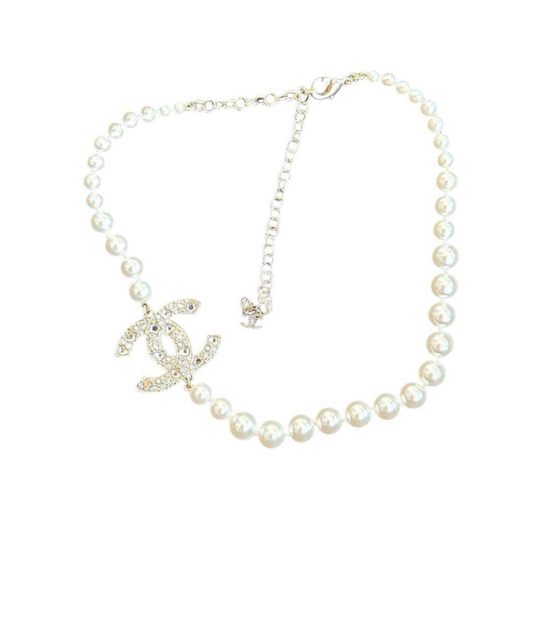 CHANEL Белое металлическое колье, фото 1