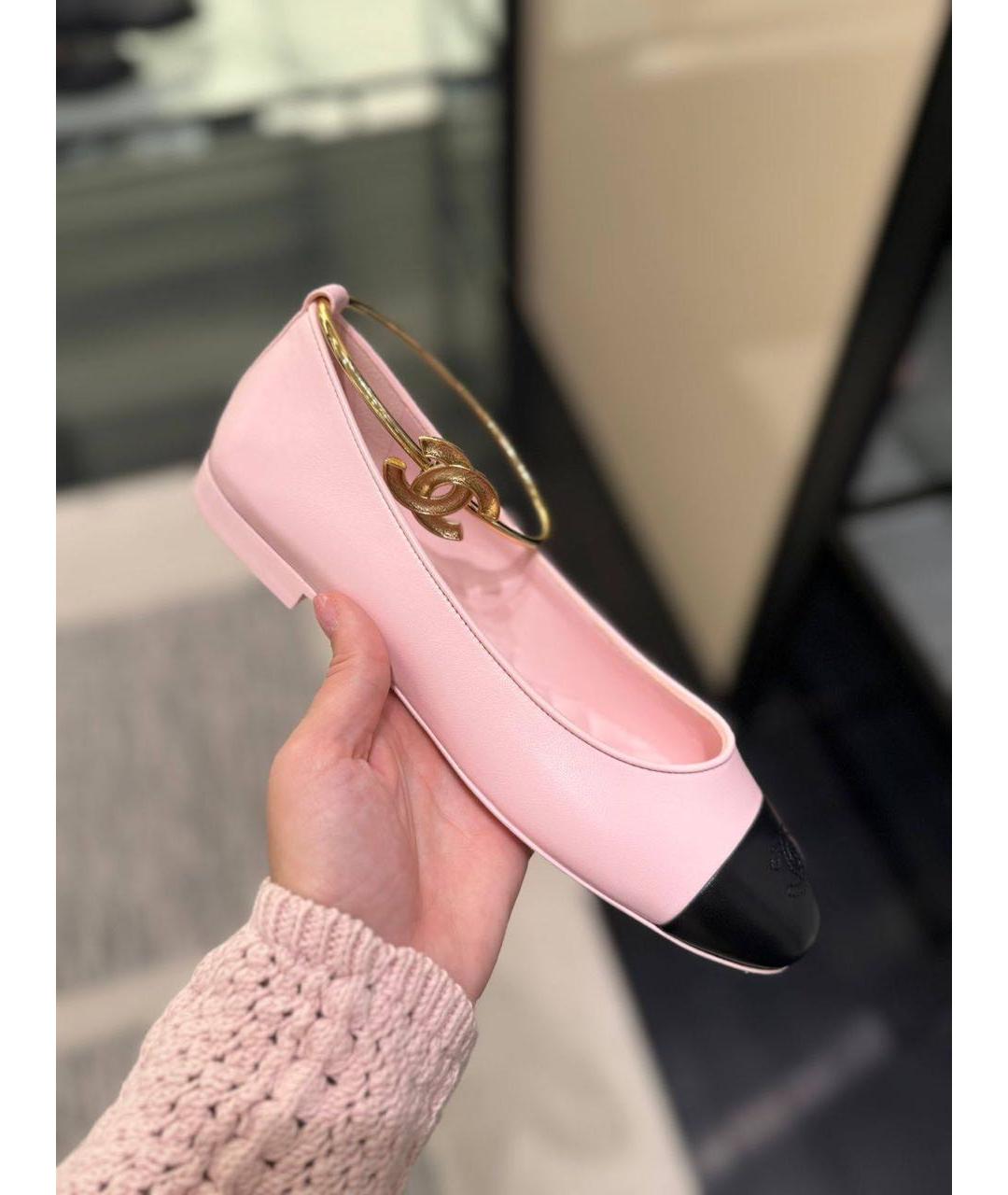CHANEL Розовые кожаные балетки, фото 2