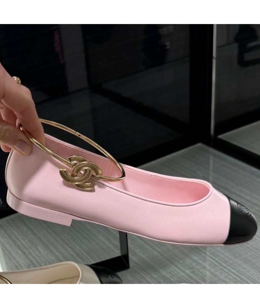 CHANEL Розовые кожаные балетки, фото 3