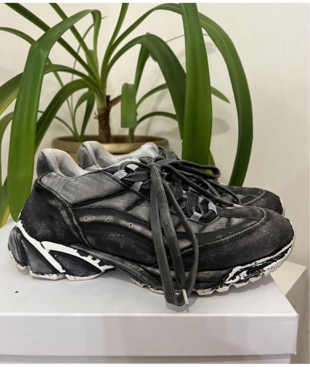 MM6 MAISON MARGIELA Антрацитовые кожаные низкие кроссовки / кеды, фото 9