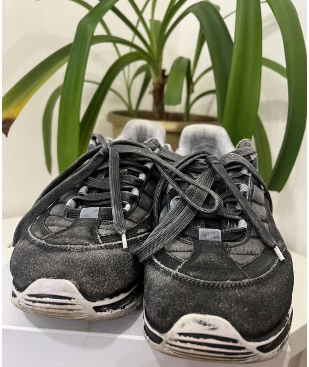 MM6 MAISON MARGIELA Антрацитовые кожаные низкие кроссовки / кеды, фото 3