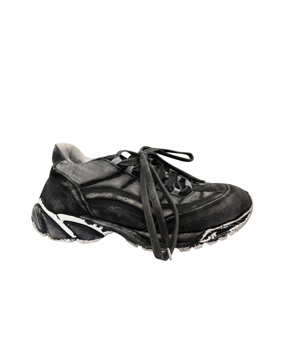 MM6 MAISON MARGIELA Антрацитовые кожаные низкие кроссовки / кеды, фото 1