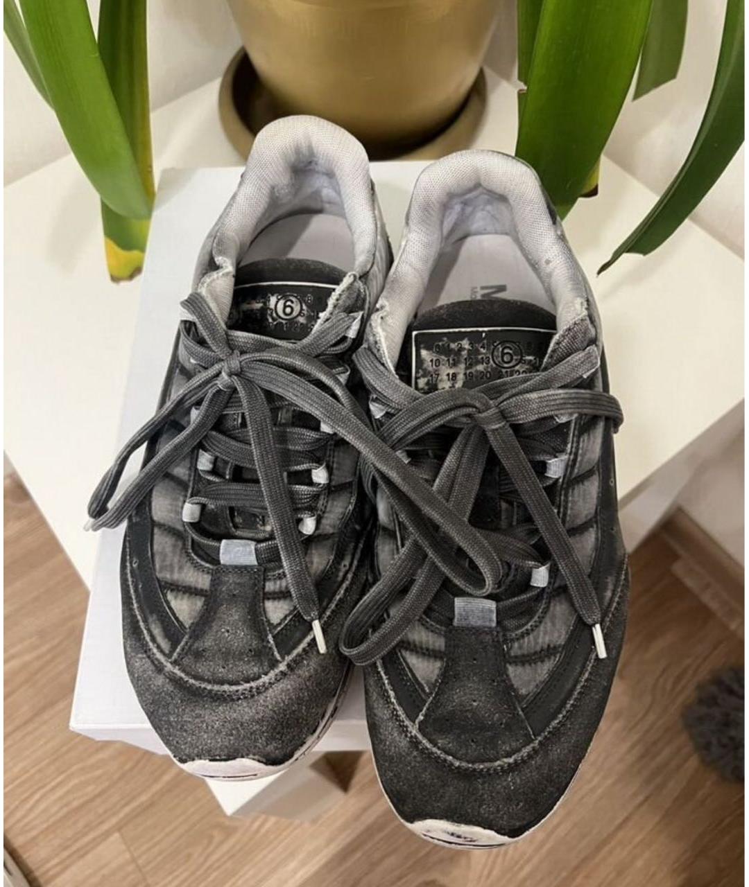 MM6 MAISON MARGIELA Антрацитовые кожаные низкие кроссовки / кеды, фото 7