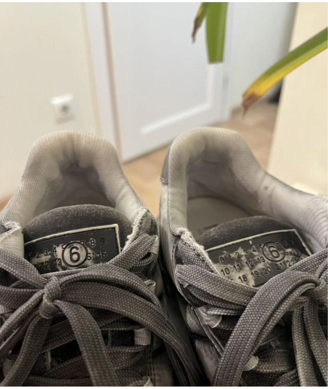 MM6 MAISON MARGIELA Антрацитовые кожаные низкие кроссовки / кеды, фото 6