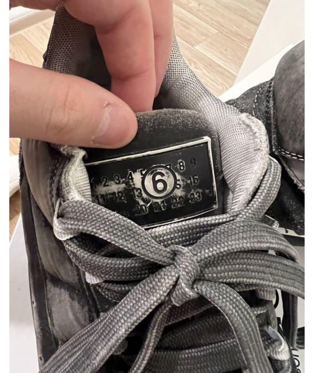 MM6 MAISON MARGIELA Антрацитовые кожаные низкие кроссовки / кеды, фото 8