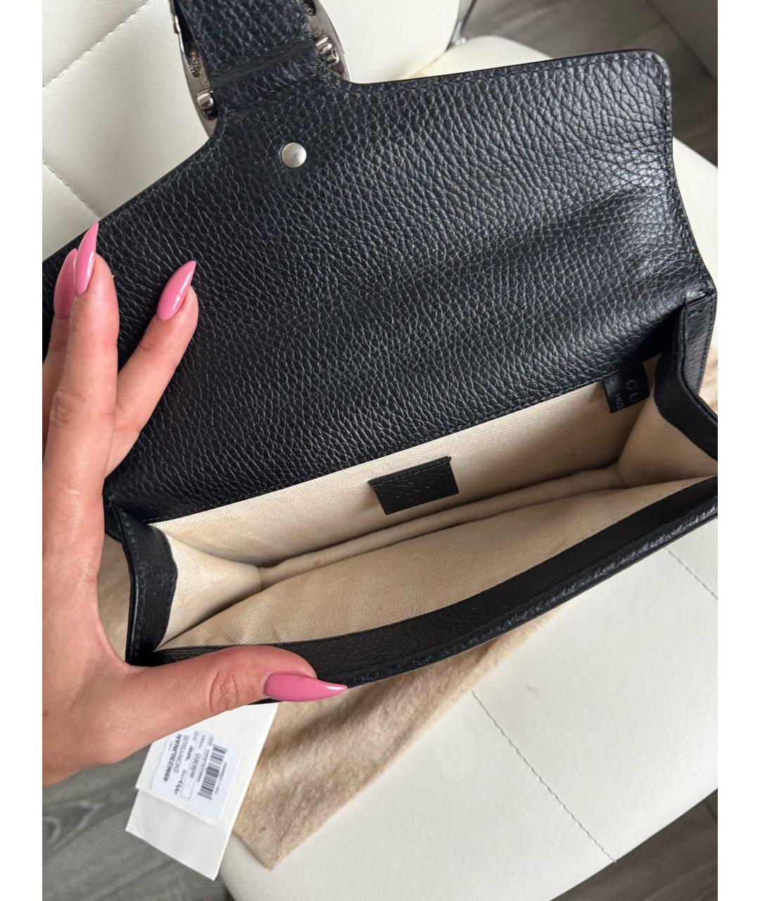 GUCCI Черная кожаная сумка через плечо, фото 4