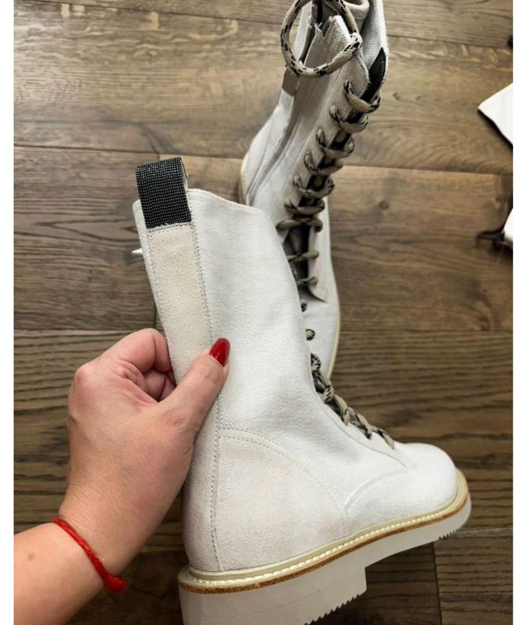 BRUNELLO CUCINELLI Бежевые текстильные ботинки, фото 4