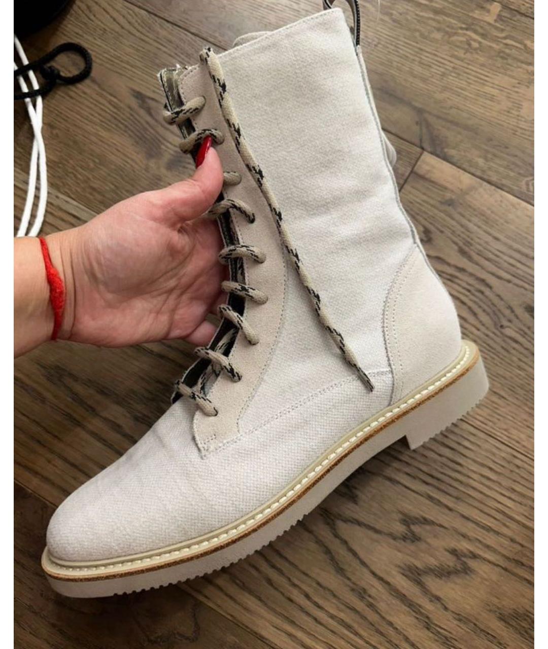 BRUNELLO CUCINELLI Бежевые текстильные ботинки, фото 3