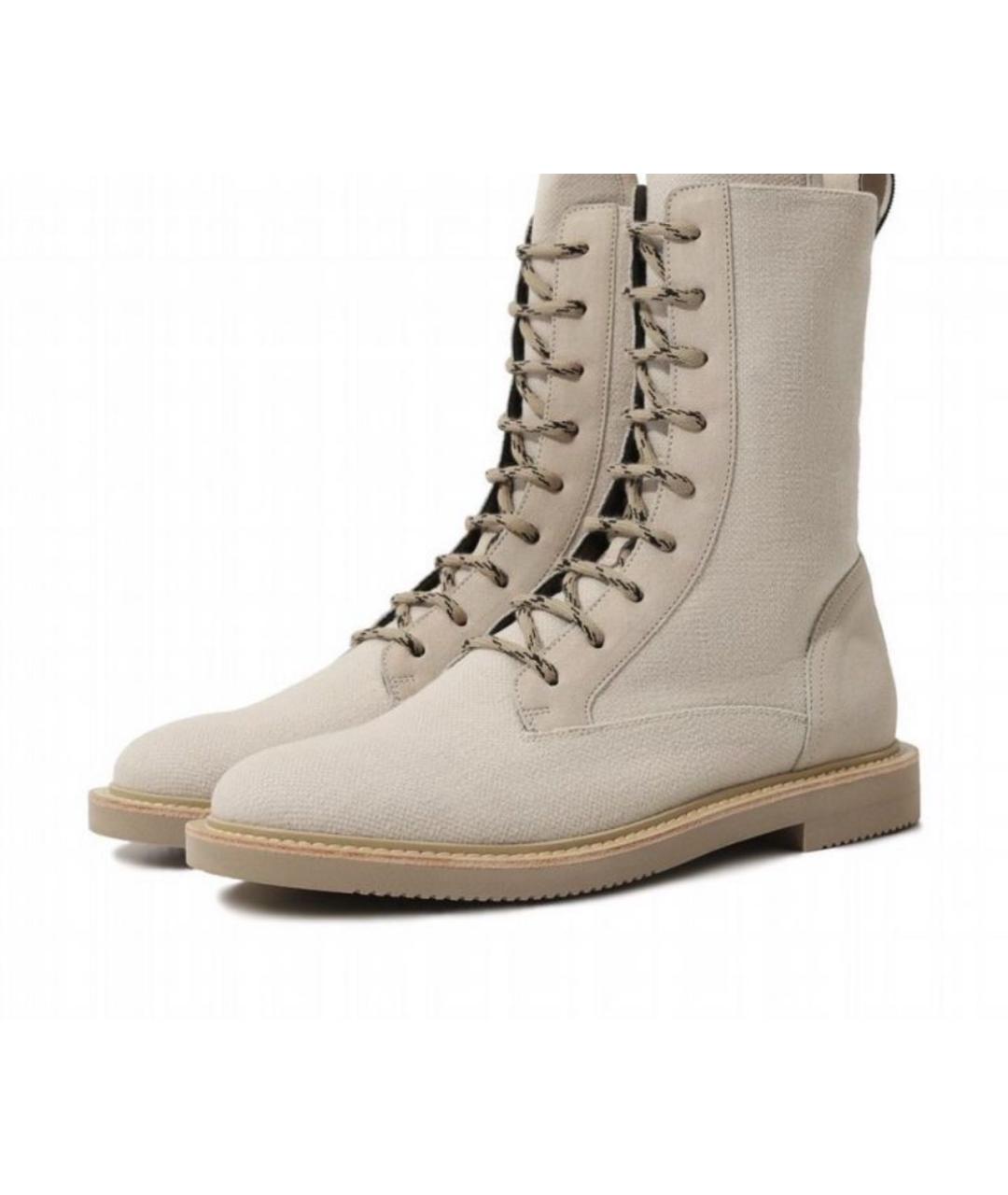 BRUNELLO CUCINELLI Бежевые текстильные ботинки, фото 8
