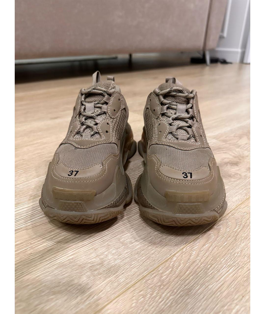 BALENCIAGA Бежевые кожаные кроссовки, фото 2