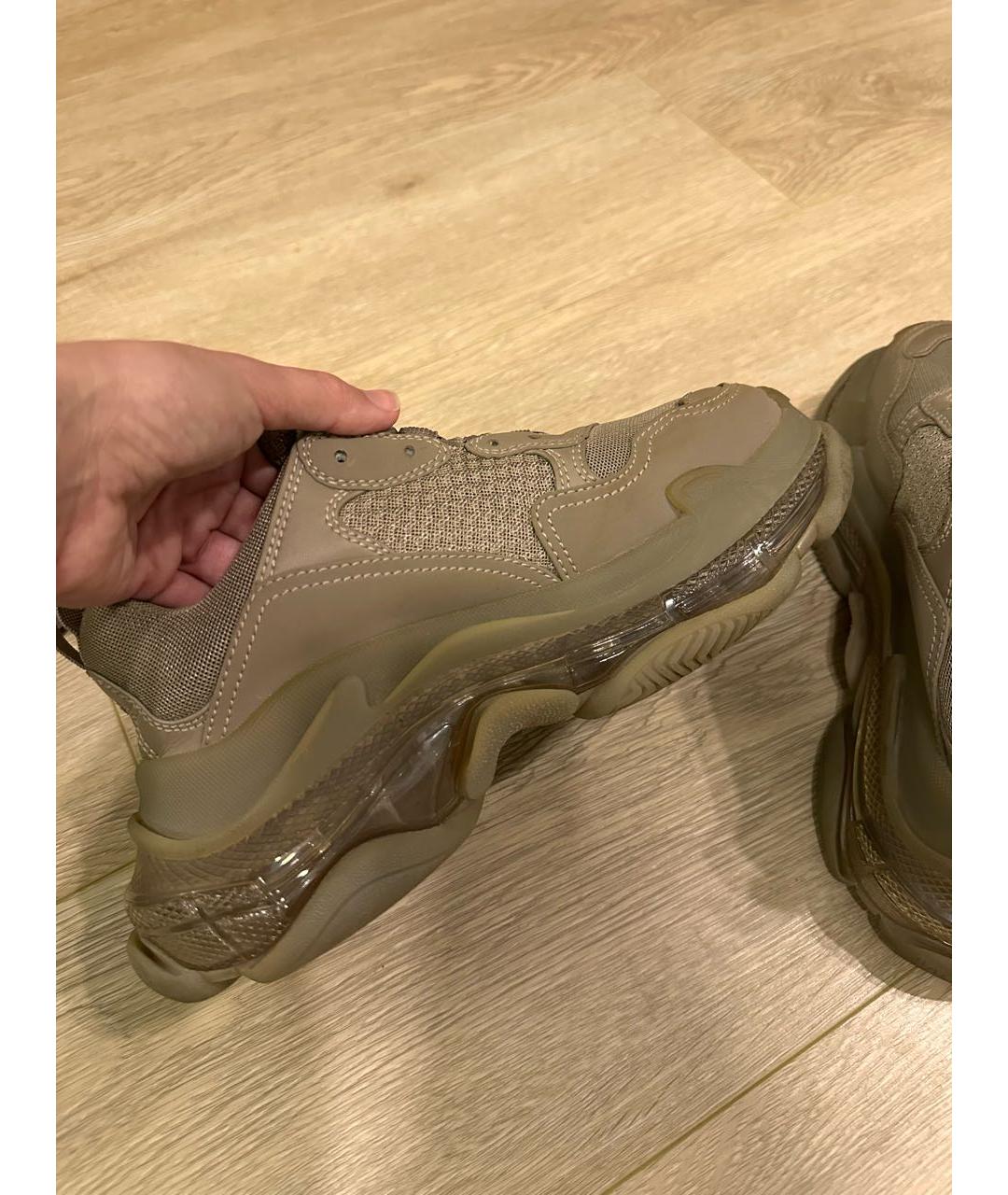 BALENCIAGA Бежевые кожаные кроссовки, фото 9
