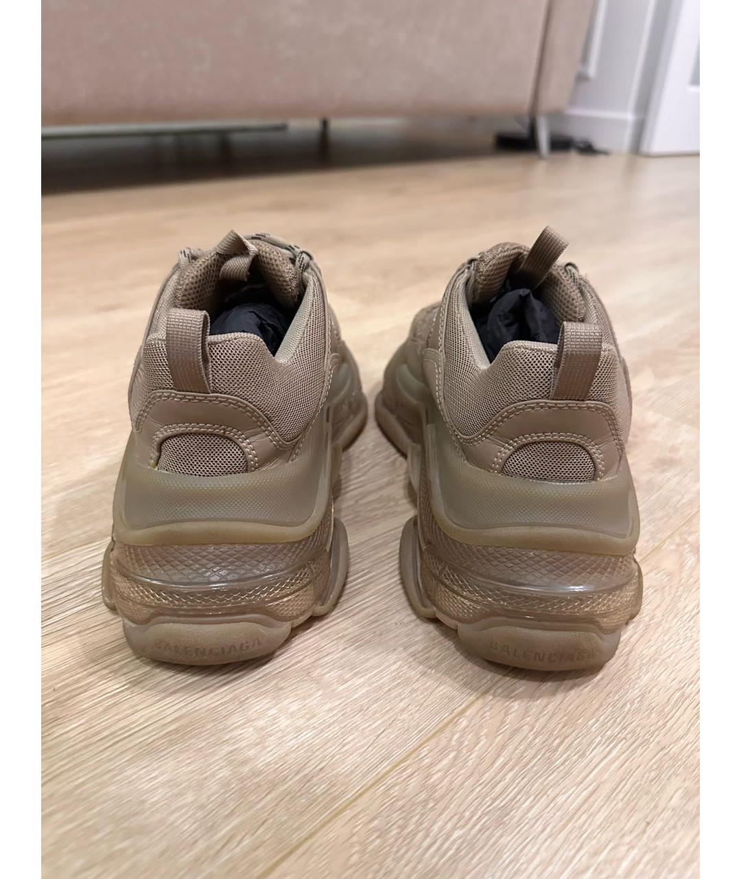 BALENCIAGA Бежевые кожаные кроссовки, фото 4