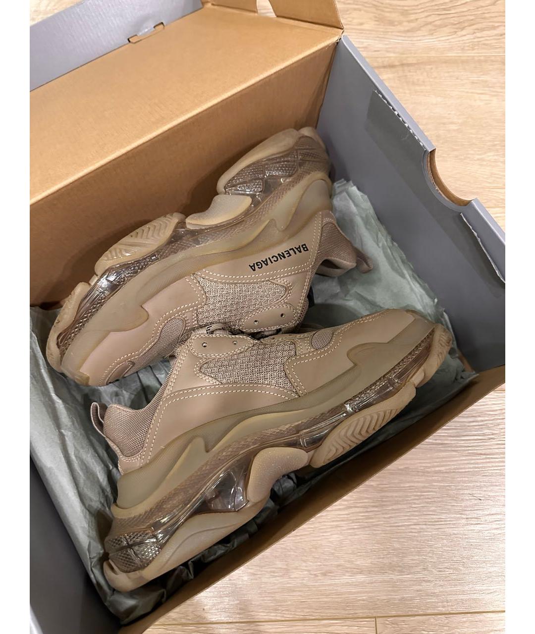 BALENCIAGA Бежевые кожаные кроссовки, фото 7