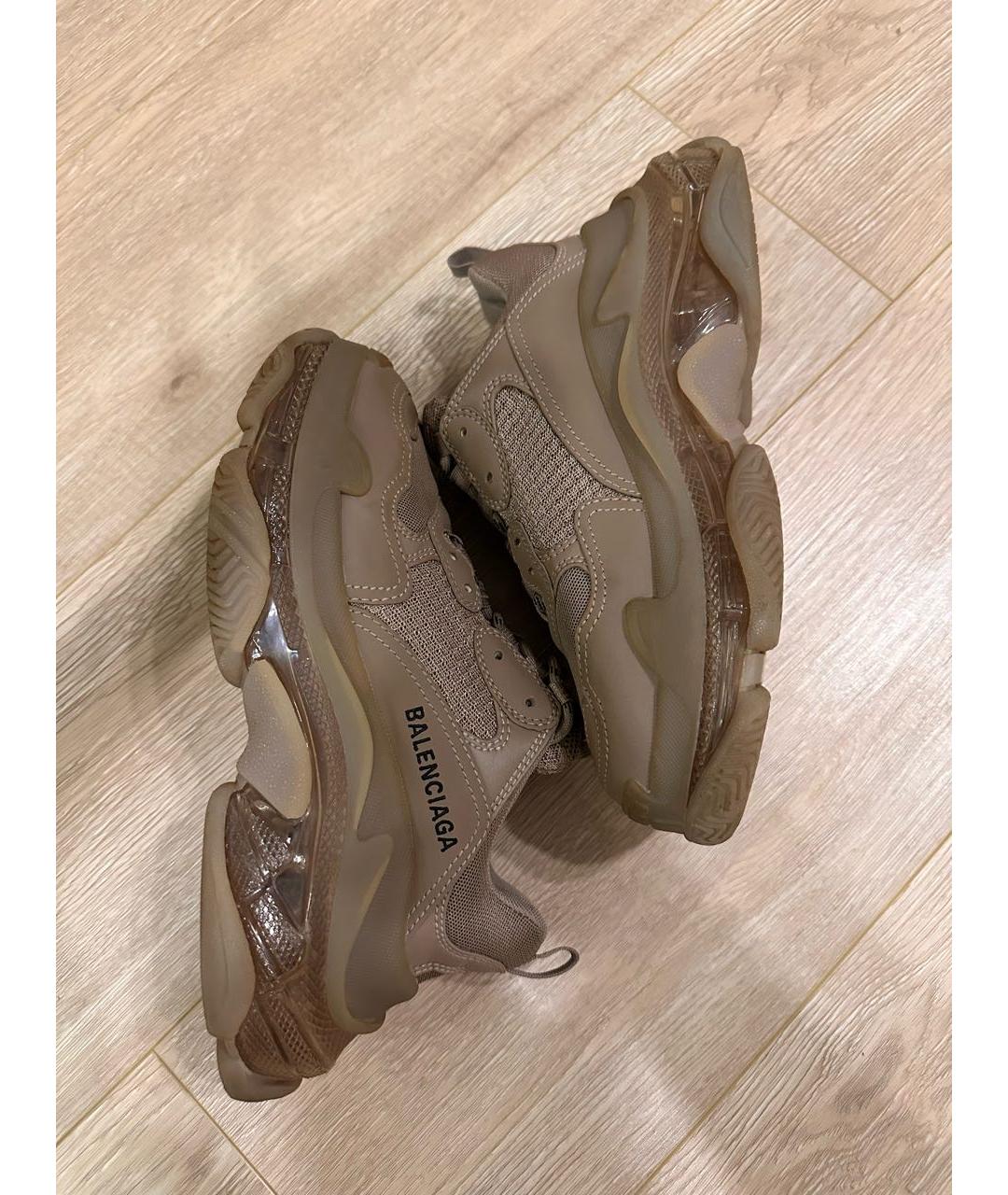 BALENCIAGA Бежевые кожаные кроссовки, фото 3