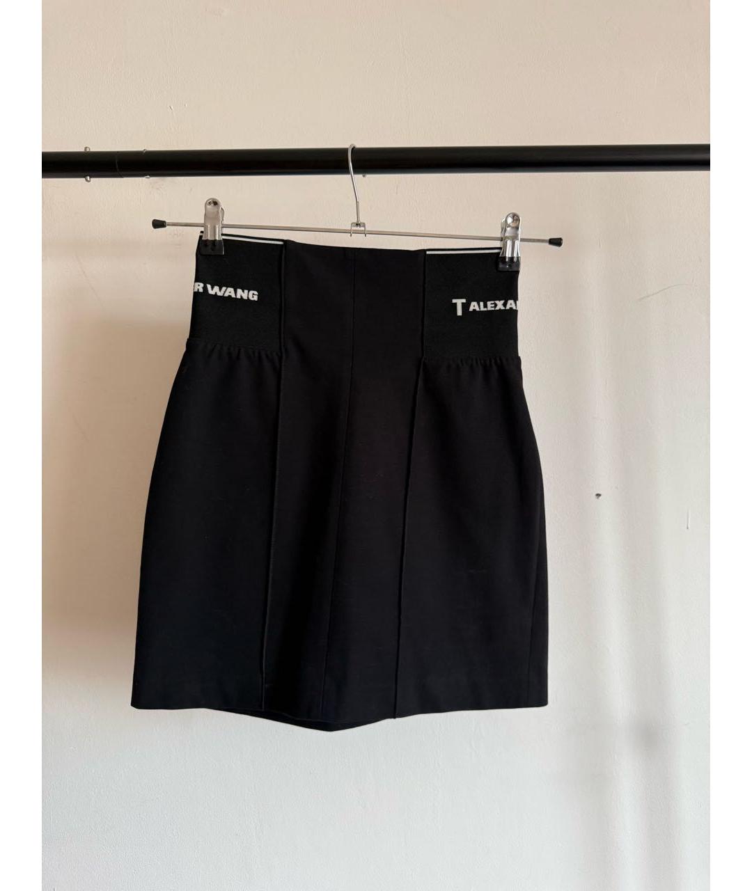 T BY ALEXANDER WANG Черная синтетическая юбка мини, фото 7