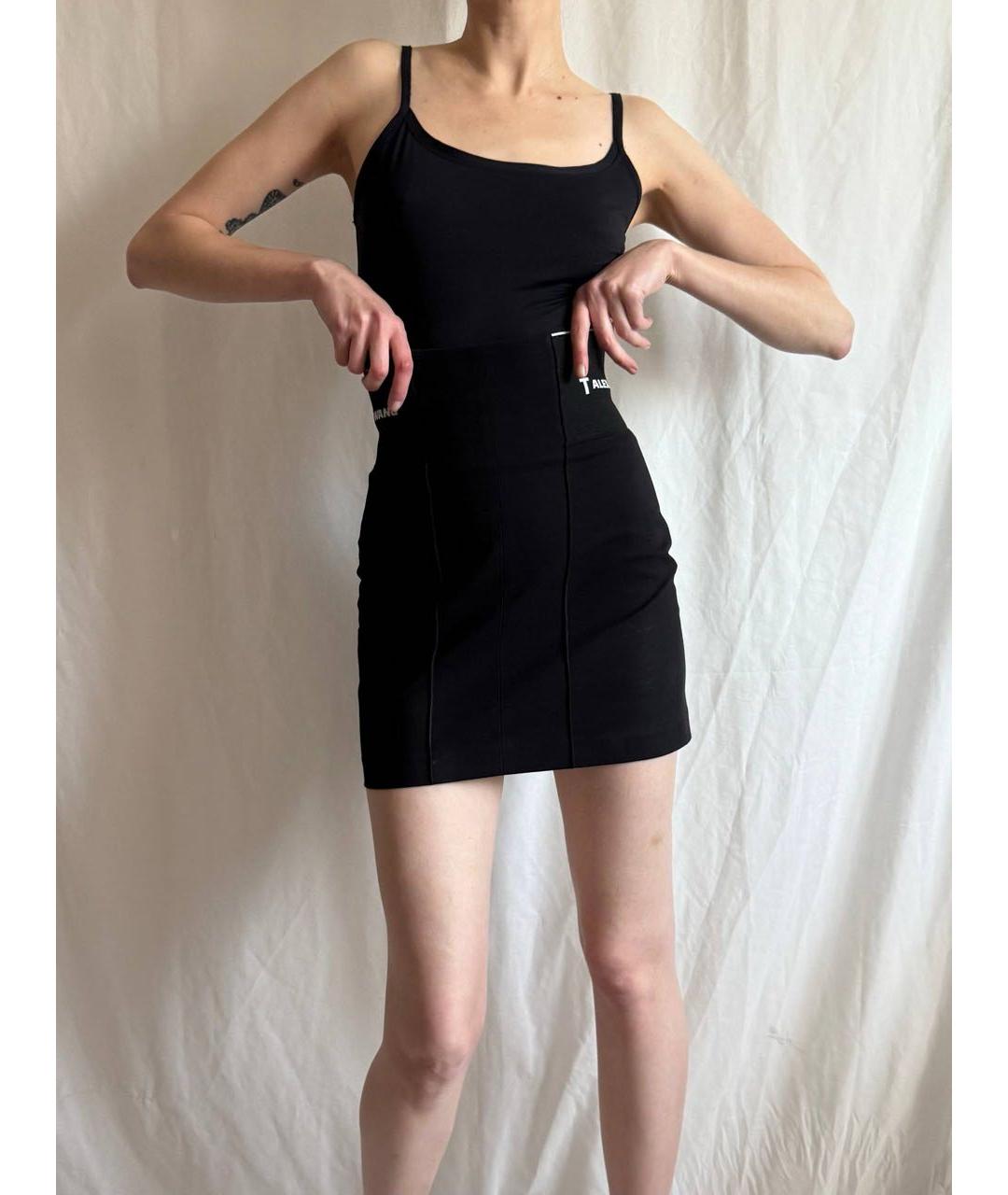 T BY ALEXANDER WANG Черная синтетическая юбка мини, фото 5