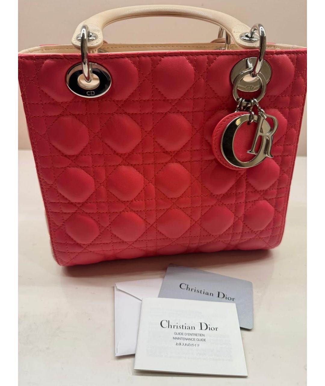 CHRISTIAN DIOR Красная кожаная сумка с короткими ручками, фото 7