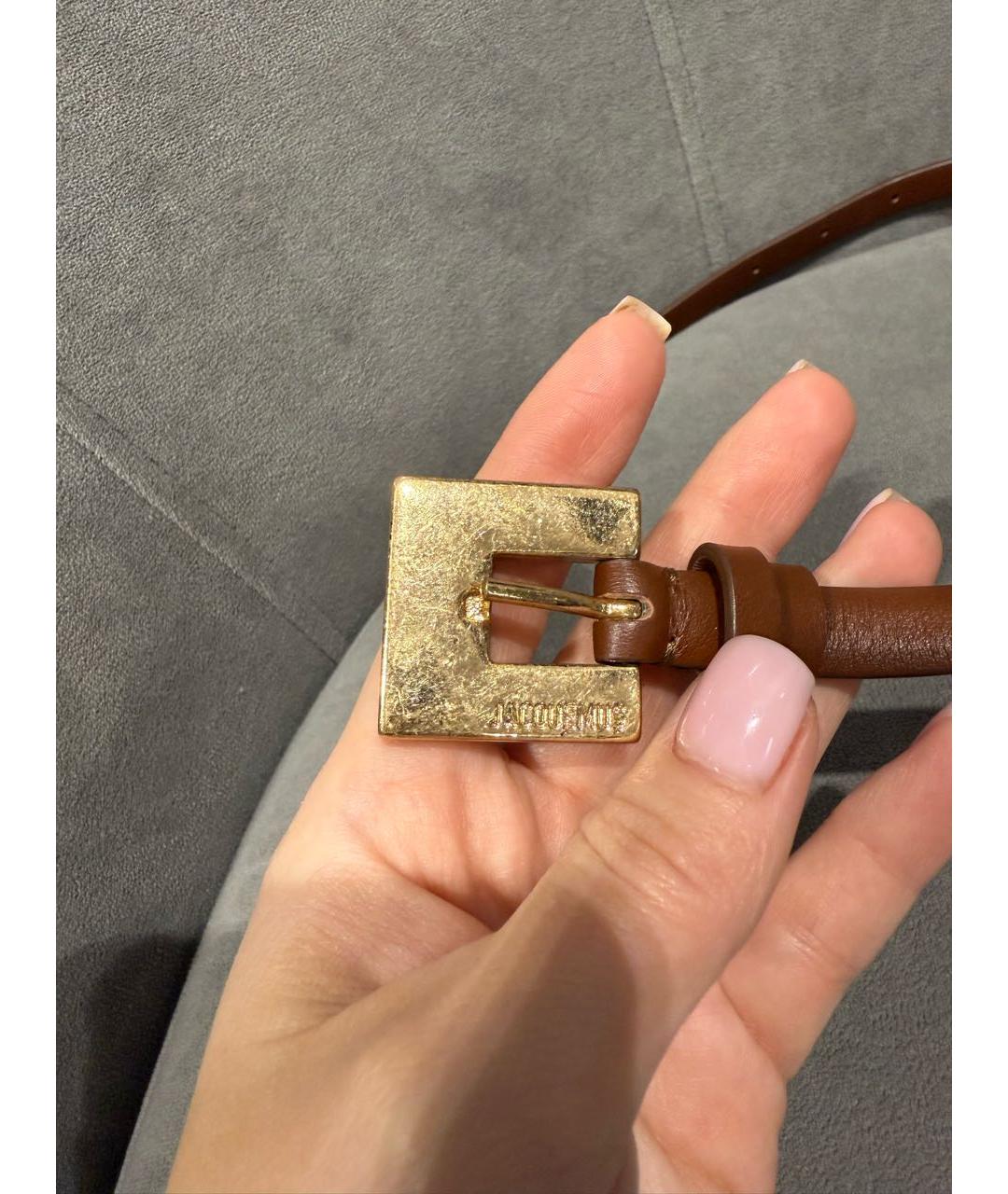 JACQUEMUS Коричневый кожаный ремень, фото 4