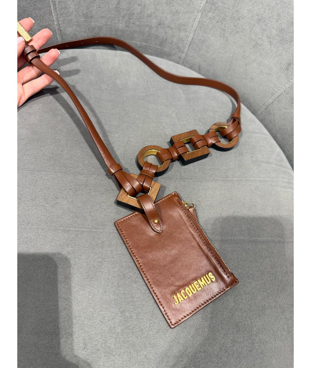 JACQUEMUS Коричневый кожаный ремень, фото 2