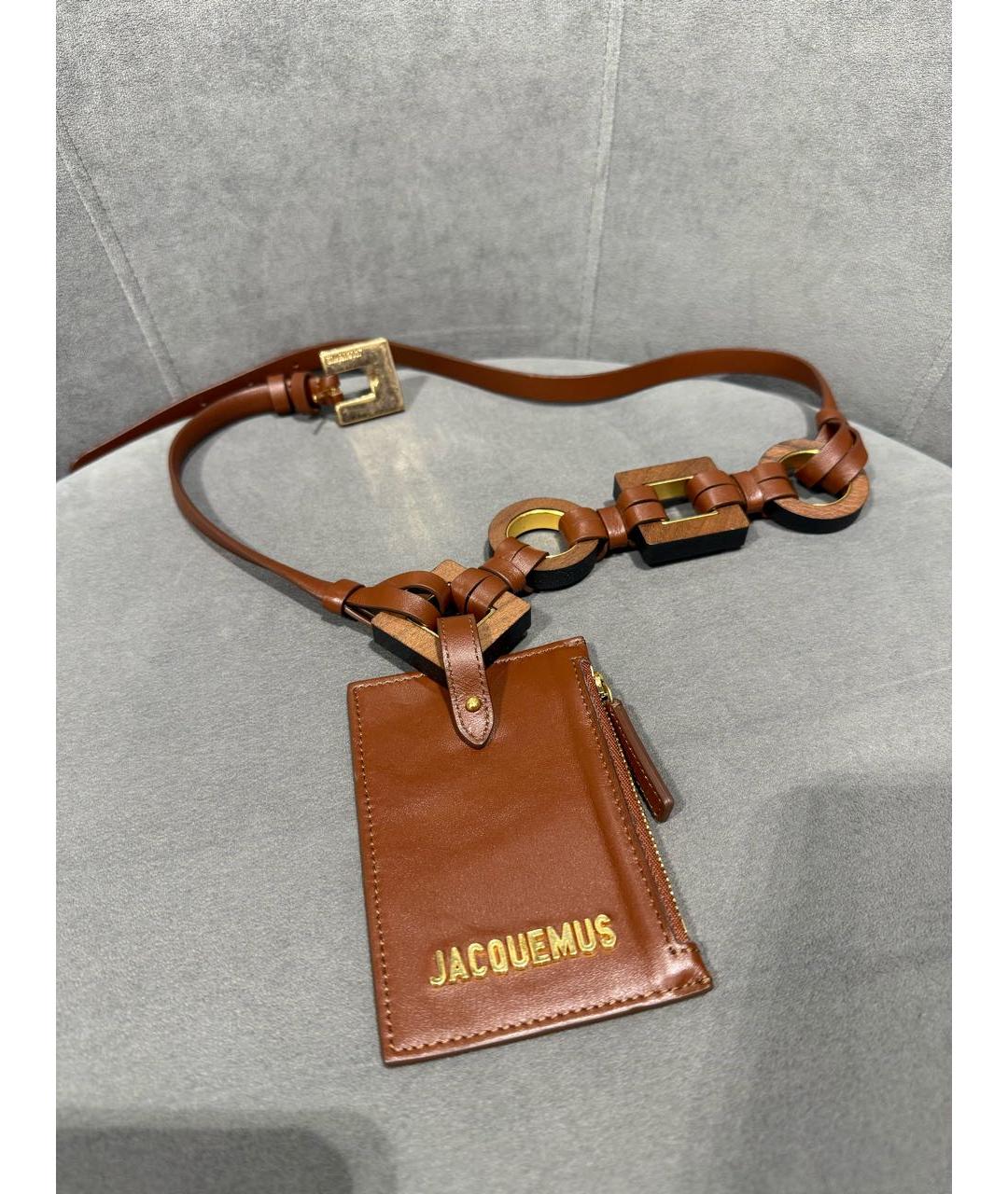 JACQUEMUS Коричневый кожаный ремень, фото 5