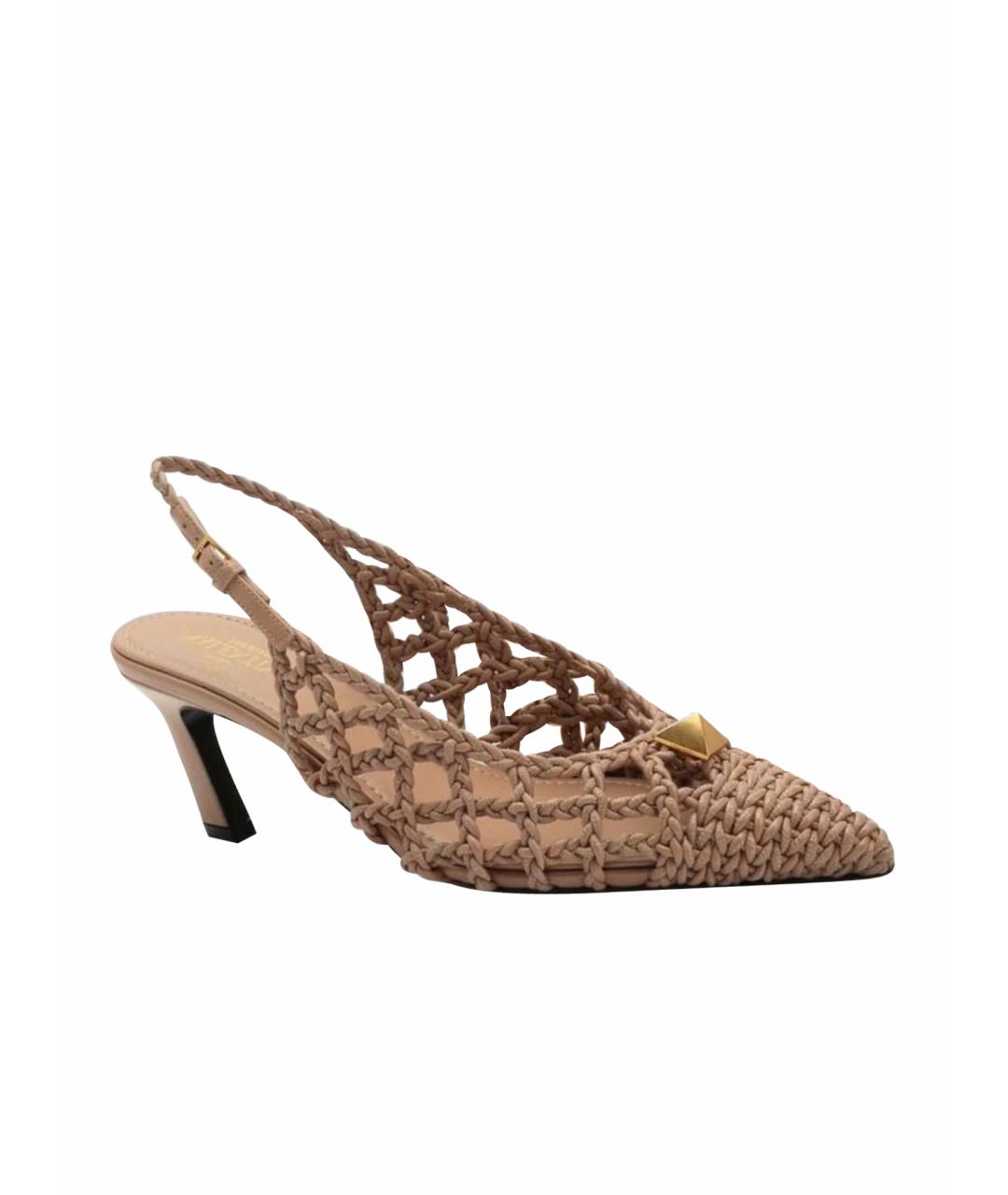 VALENTINO Бежевые кожаные босоножки, фото 1