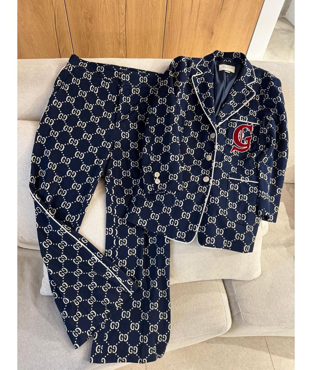 GUCCI Темно-синий хлопковый костюм с брюками, фото 3