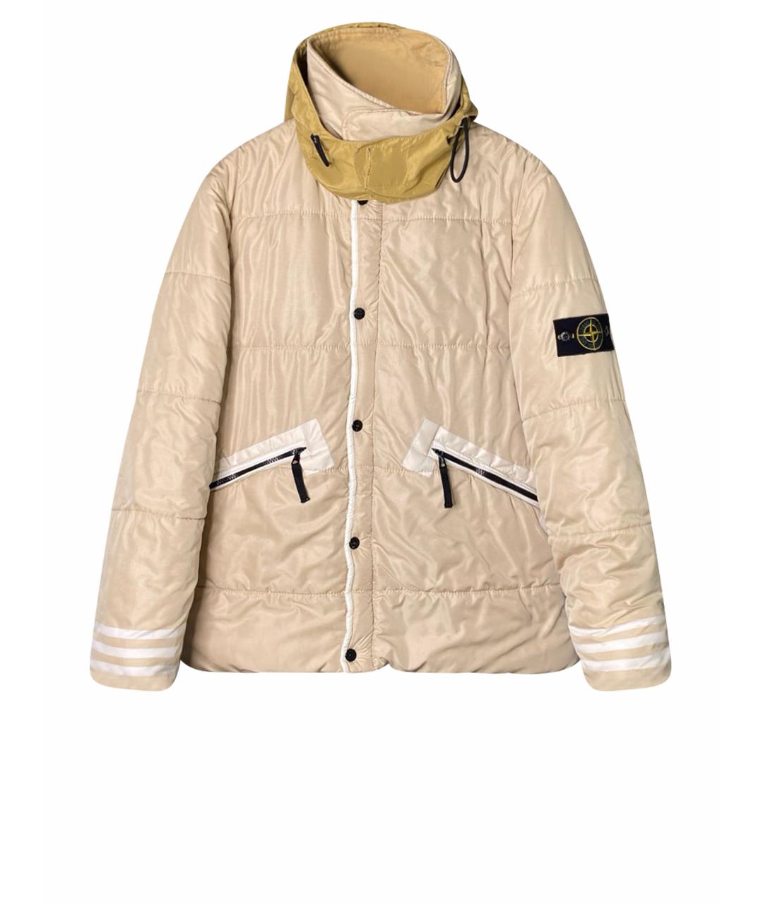 STONE ISLAND Бежевый полиуретановый пуховик, фото 1