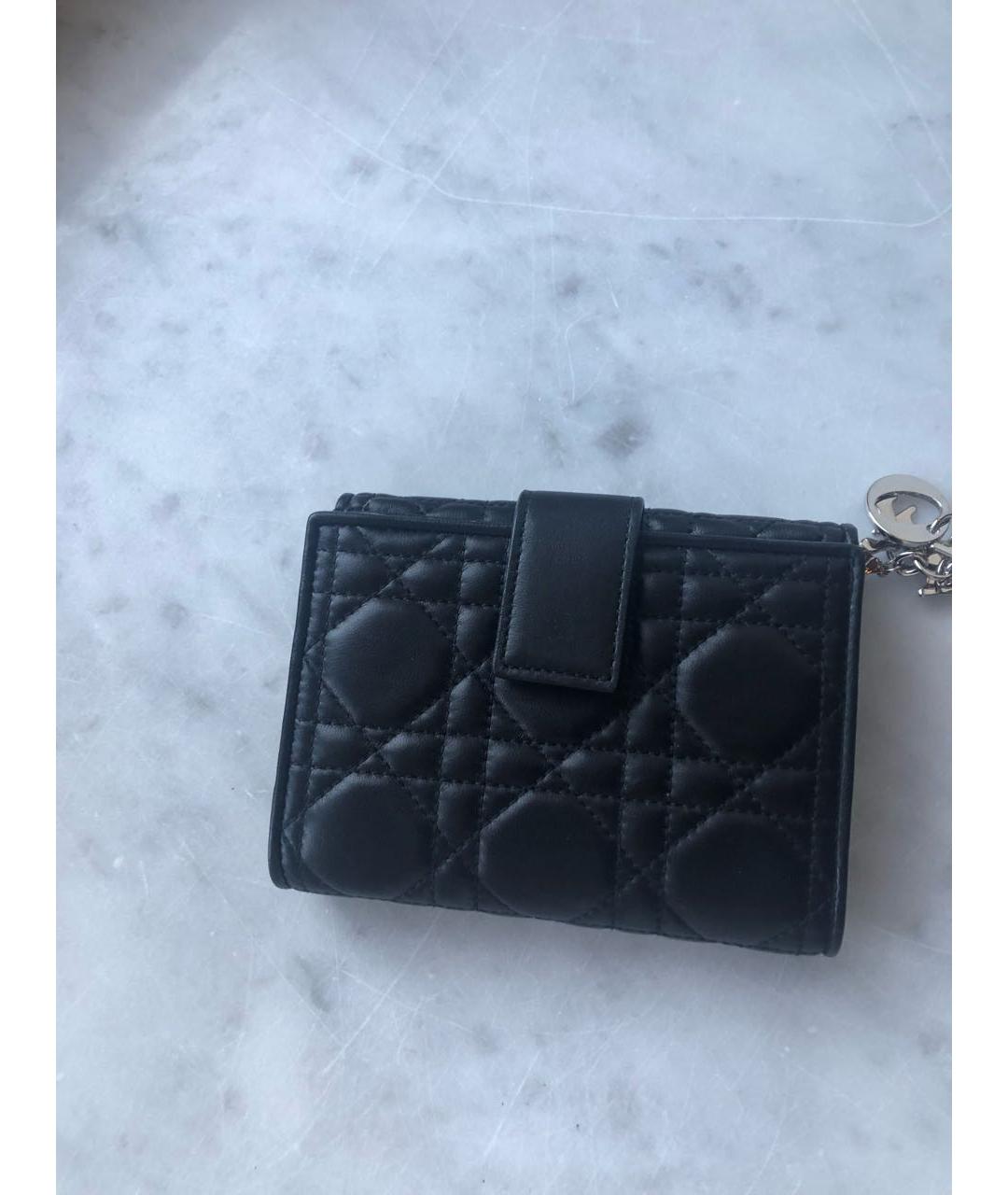 CHRISTIAN DIOR Черный кожаный кошелек, фото 3