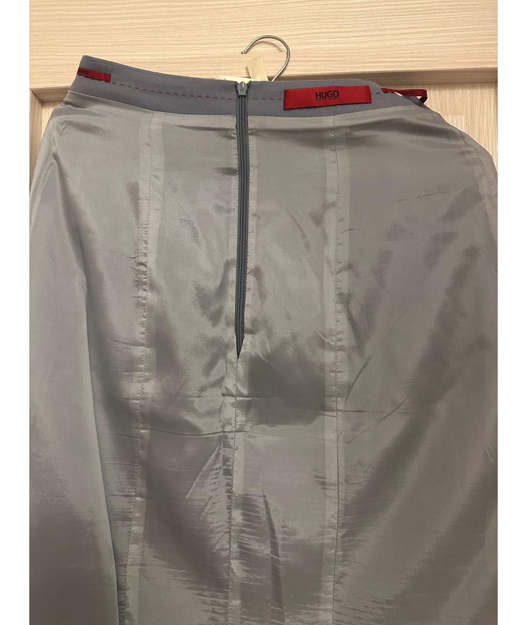 HUGO Голубая шерстяная юбка миди, фото 3