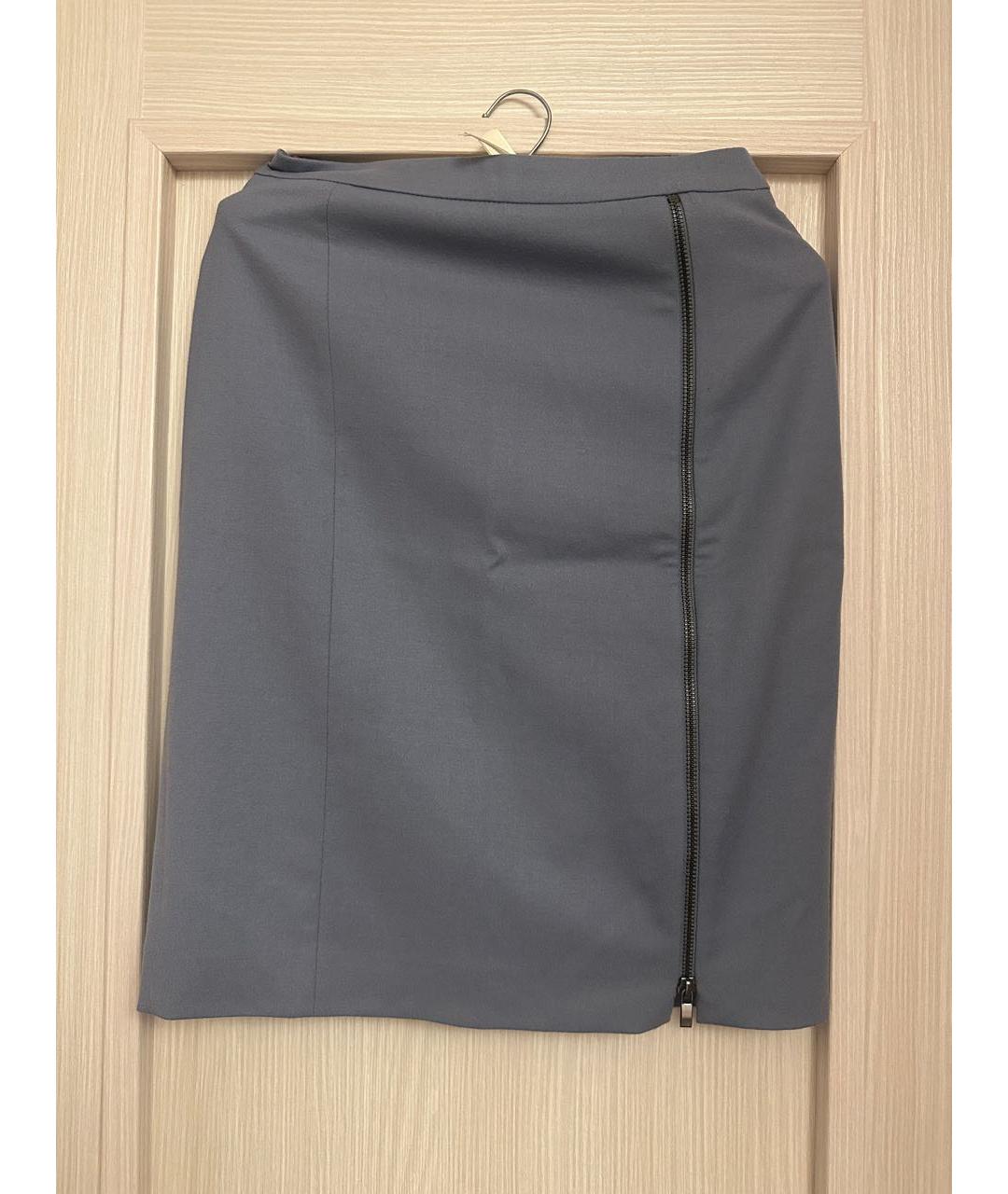 HUGO Голубая шерстяная юбка миди, фото 8