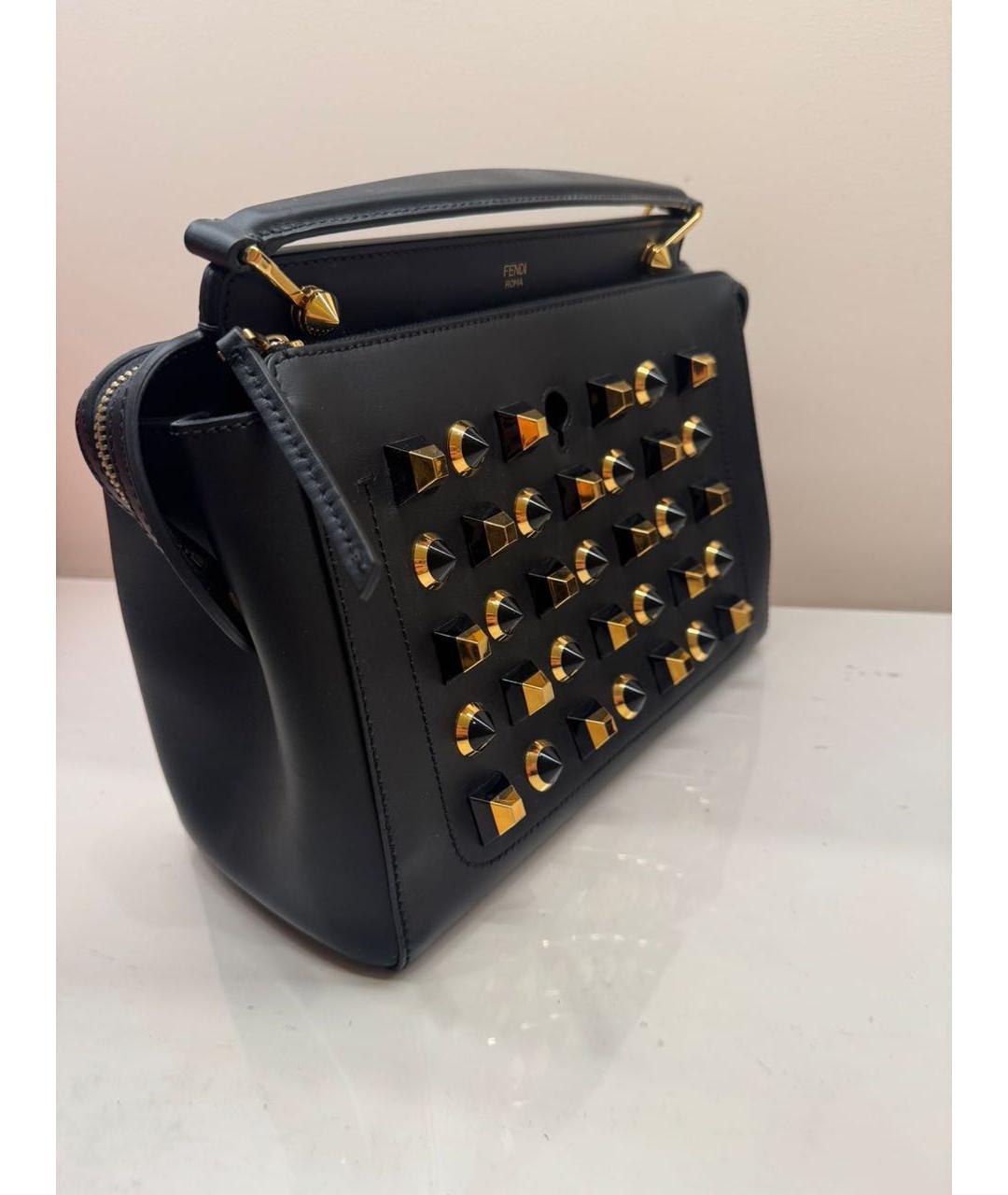 FENDI Черная кожаная сумка тоут, фото 2