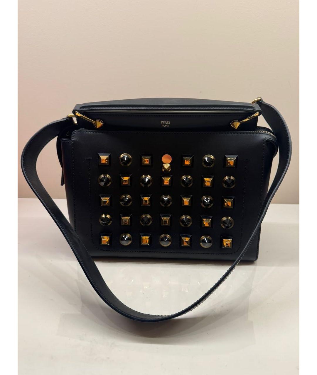 FENDI Черная кожаная сумка тоут, фото 7