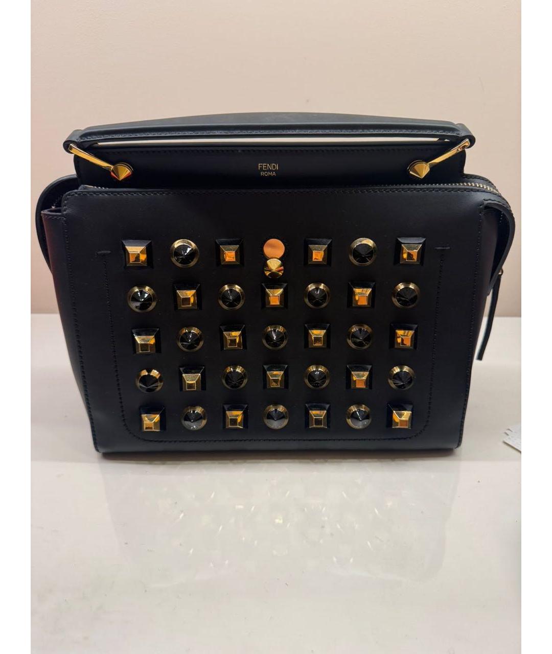 FENDI Черная кожаная сумка тоут, фото 5