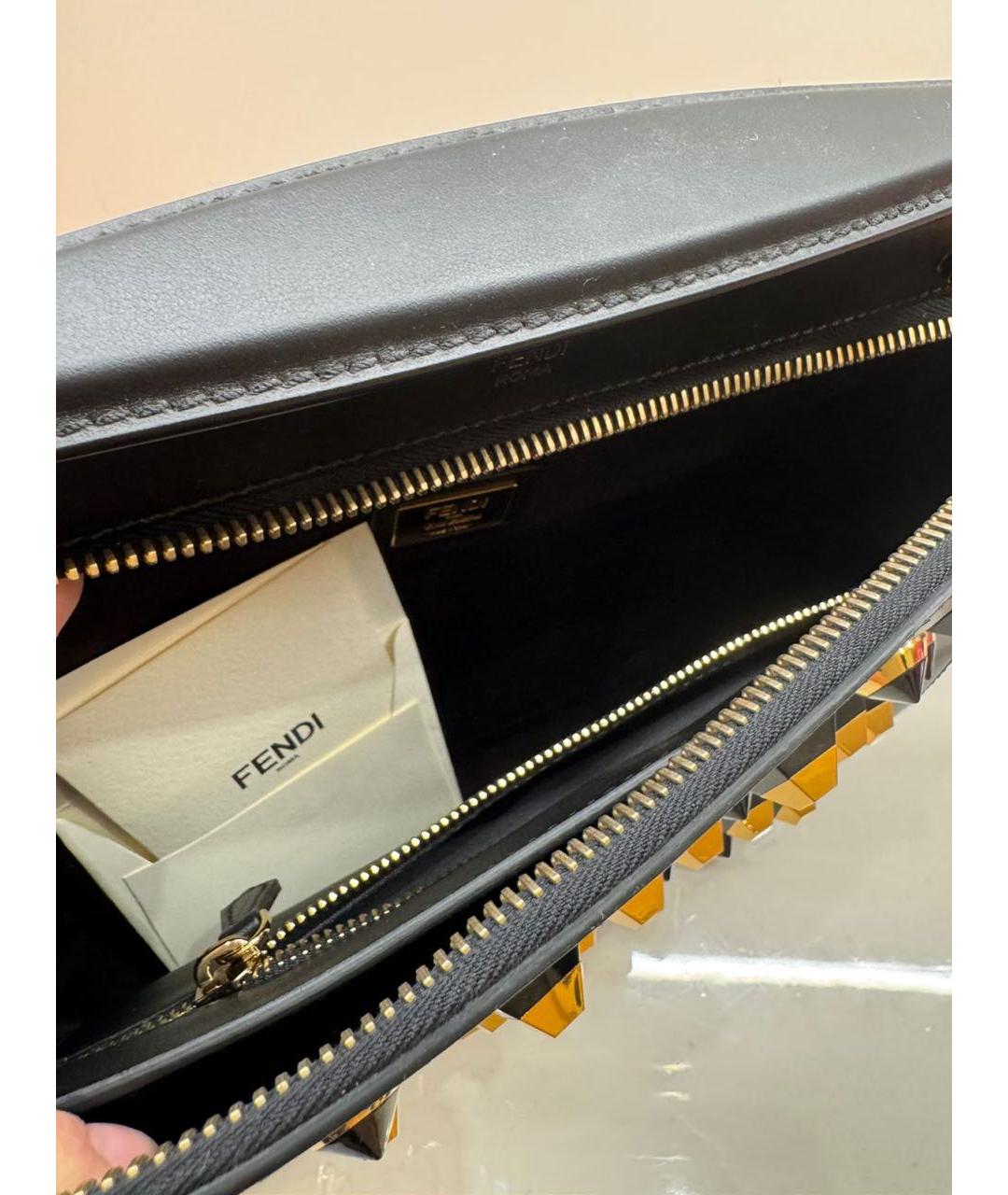 FENDI Черная кожаная сумка тоут, фото 4