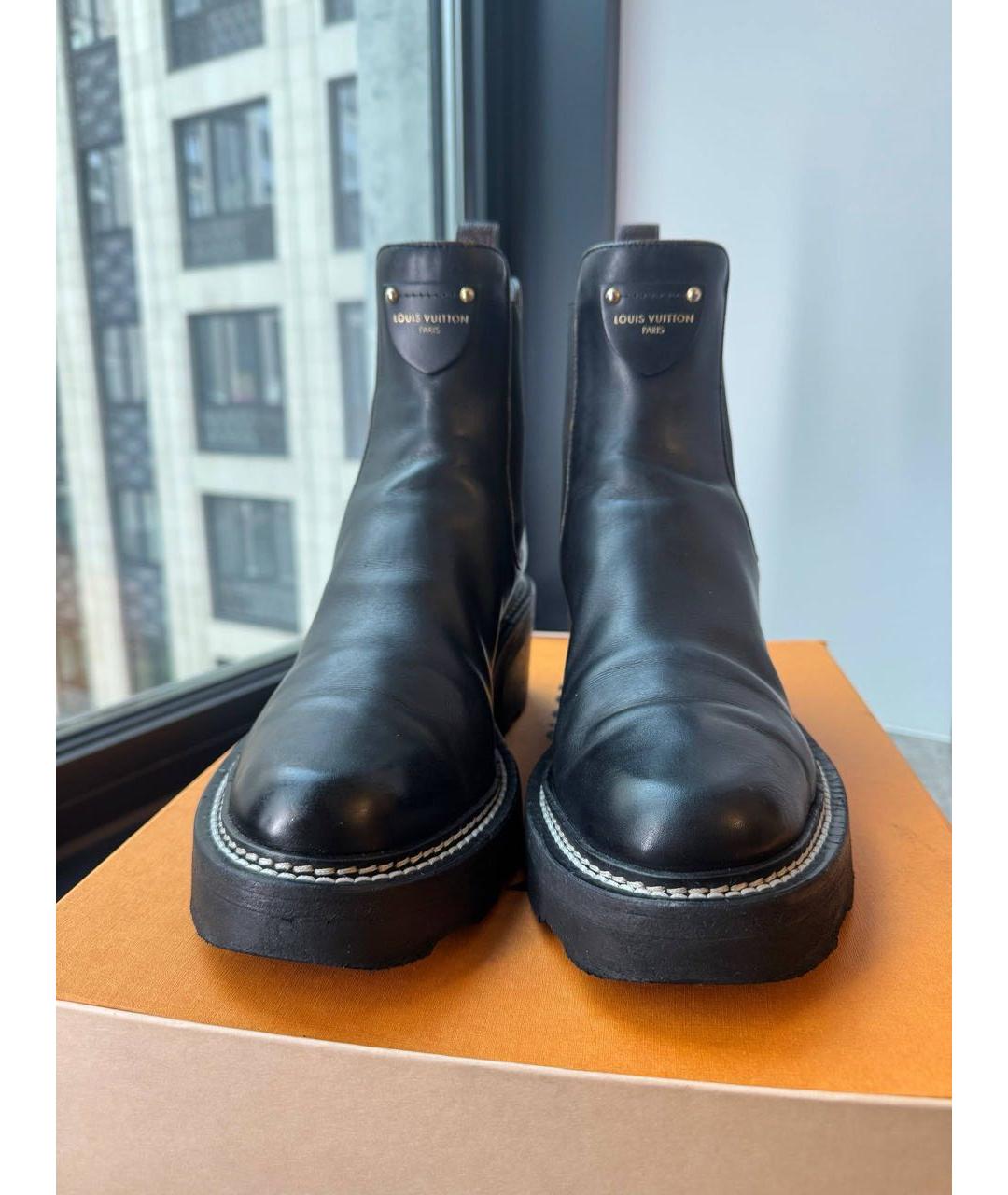LOUIS VUITTON Черные кожаные ботинки, фото 2