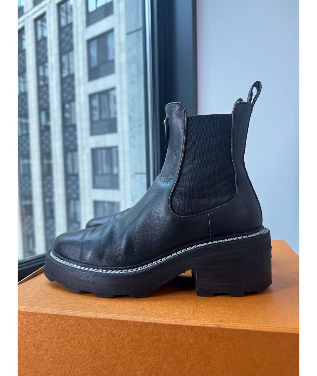 LOUIS VUITTON Черные кожаные ботинки, фото 5