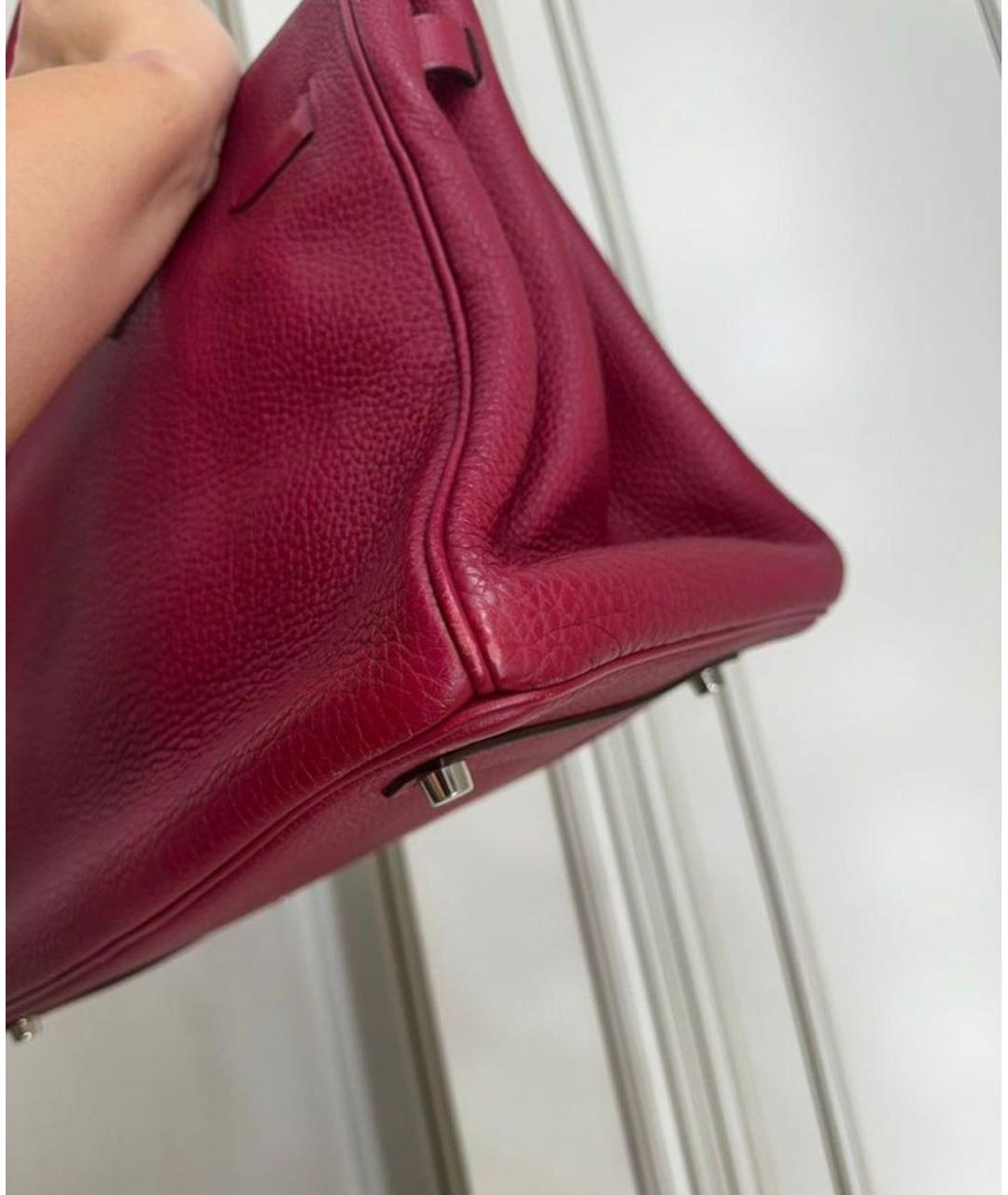 HERMES Бордовая кожаная сумка с короткими ручками, фото 8