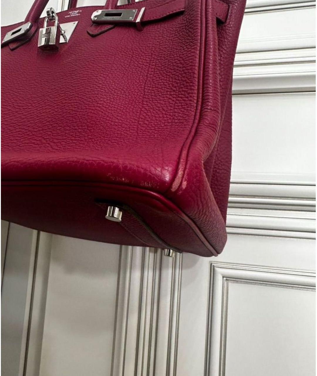 HERMES Бордовая кожаная сумка с короткими ручками, фото 6