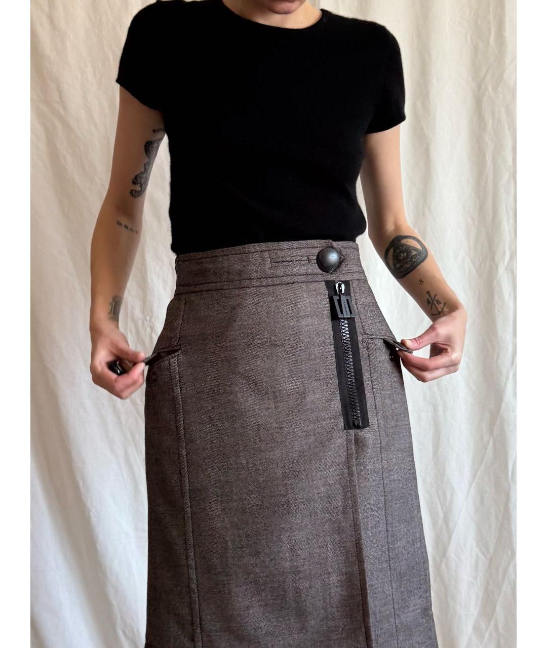 ICEBERG Коричневая шерстяная юбка миди, фото 8