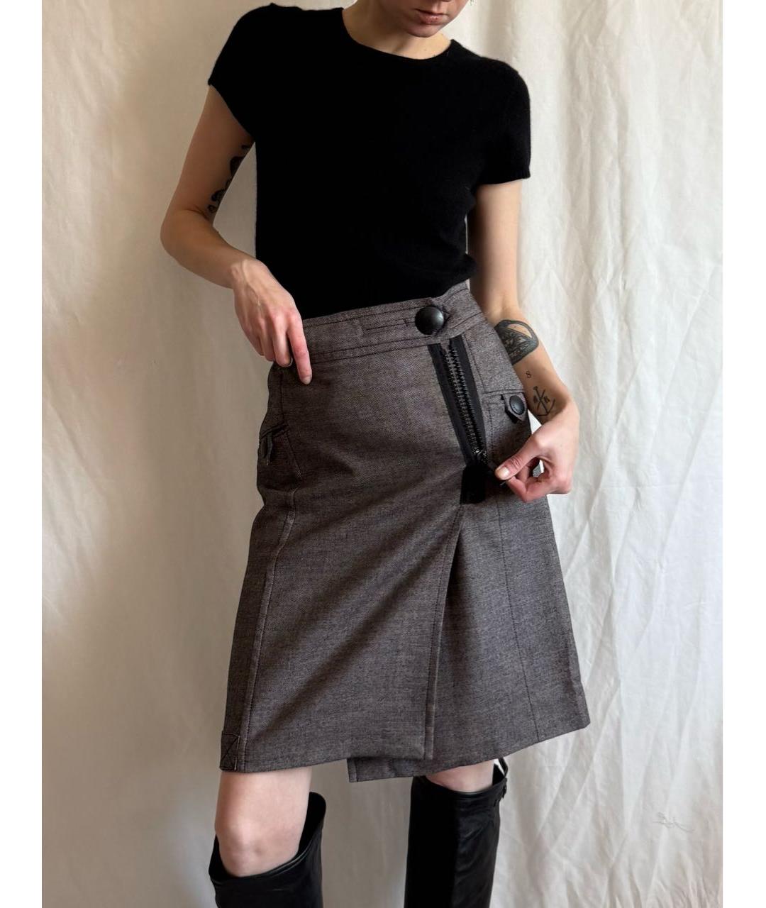 ICEBERG Коричневая шерстяная юбка миди, фото 5