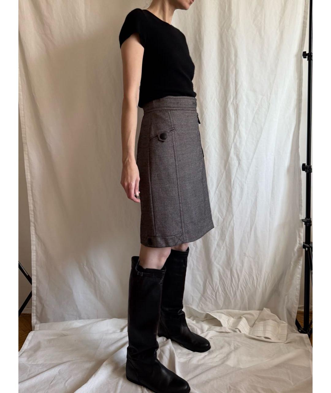 ICEBERG Коричневая шерстяная юбка миди, фото 6