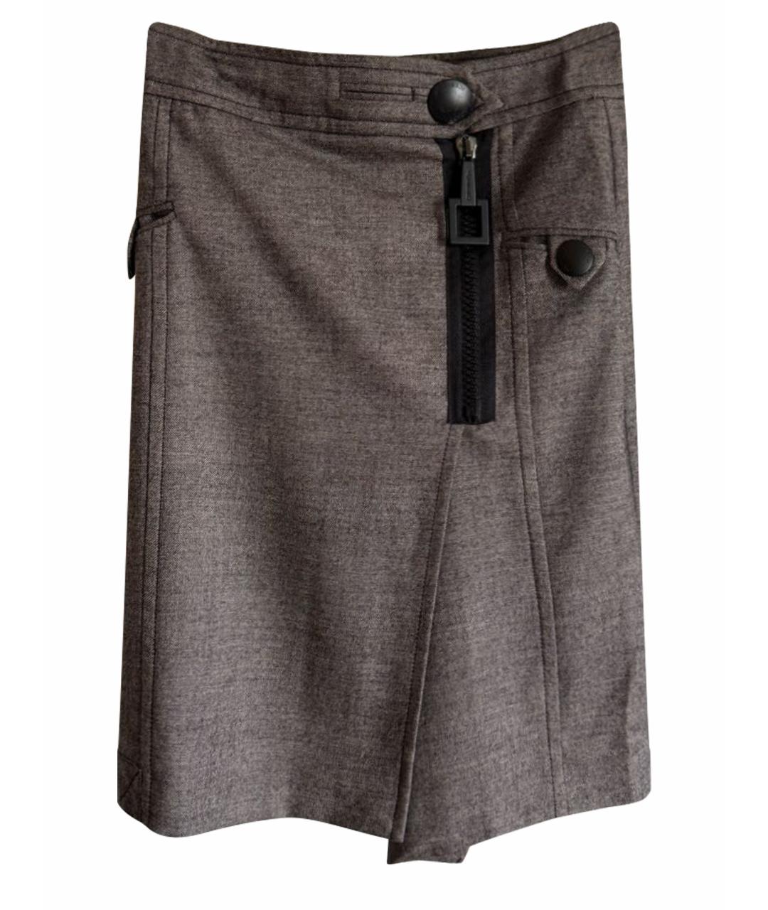 ICEBERG Коричневая шерстяная юбка миди, фото 1