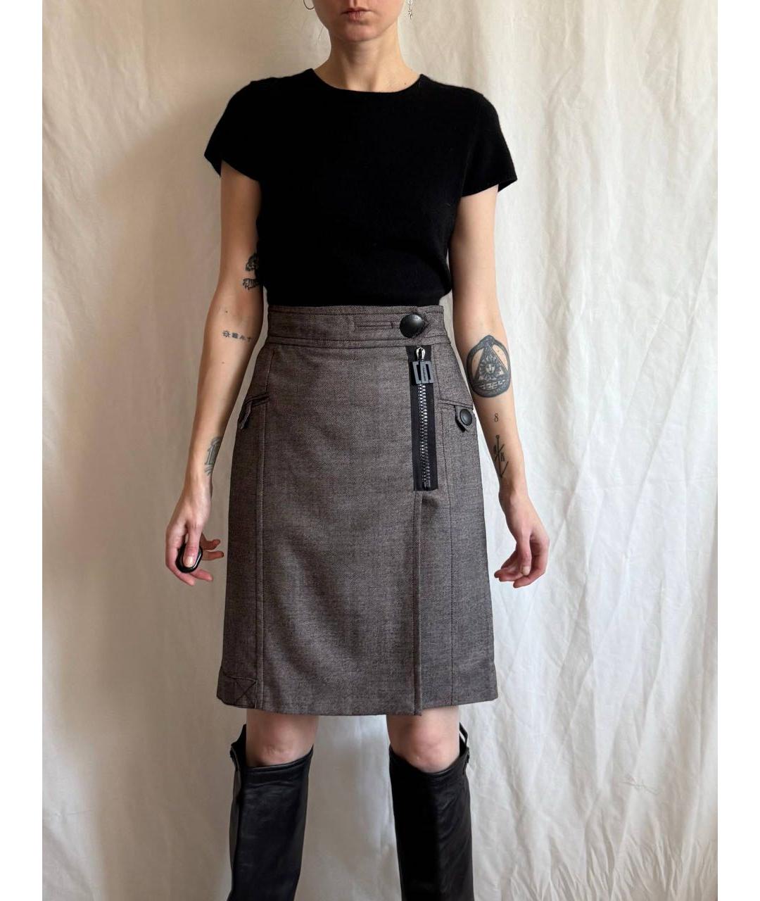 ICEBERG Коричневая шерстяная юбка миди, фото 2