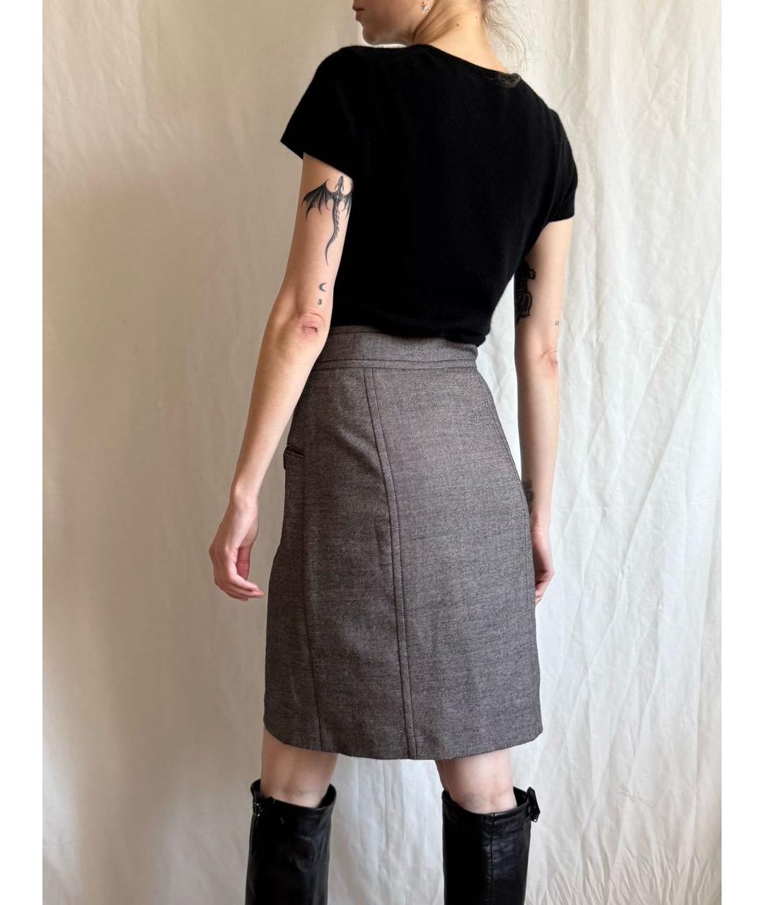 ICEBERG Коричневая шерстяная юбка миди, фото 7