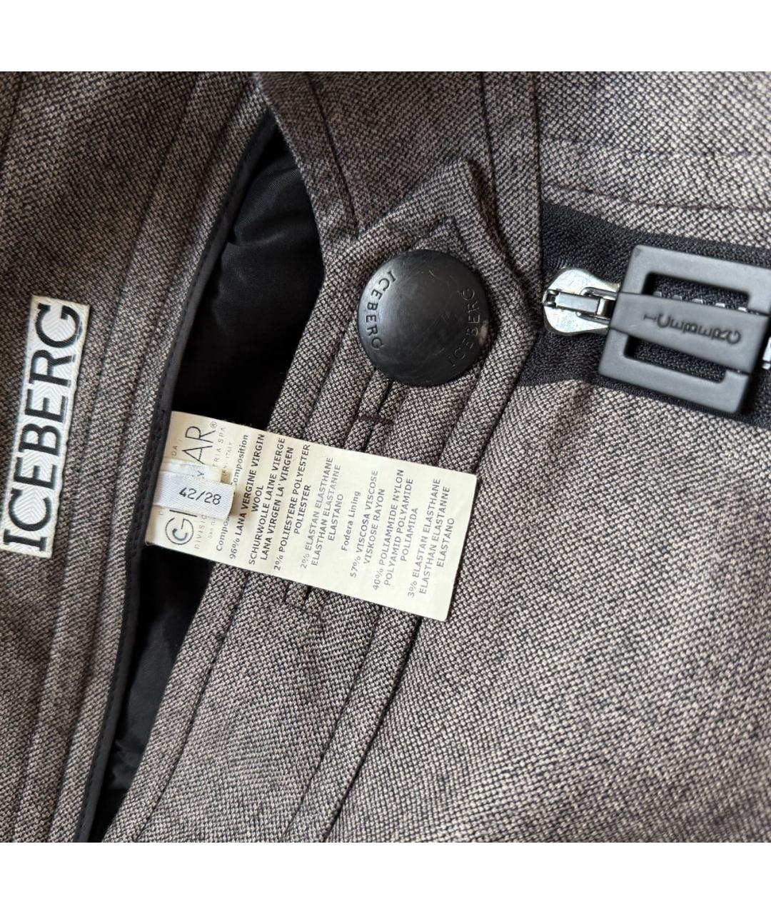 ICEBERG Коричневая шерстяная юбка миди, фото 3