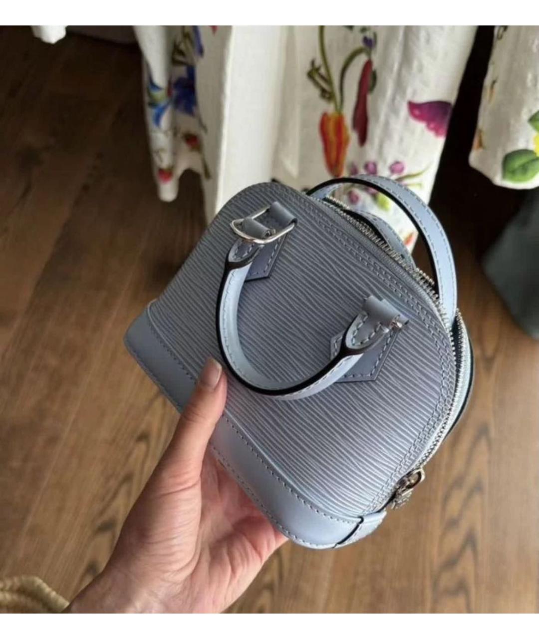 LOUIS VUITTON Голубая кожаная сумка с короткими ручками, фото 3