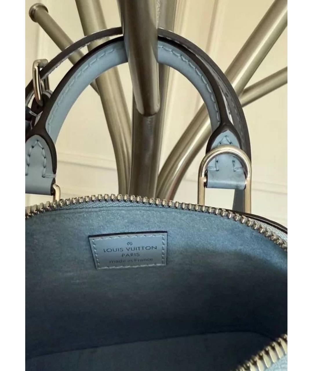 LOUIS VUITTON Голубая кожаная сумка с короткими ручками, фото 4