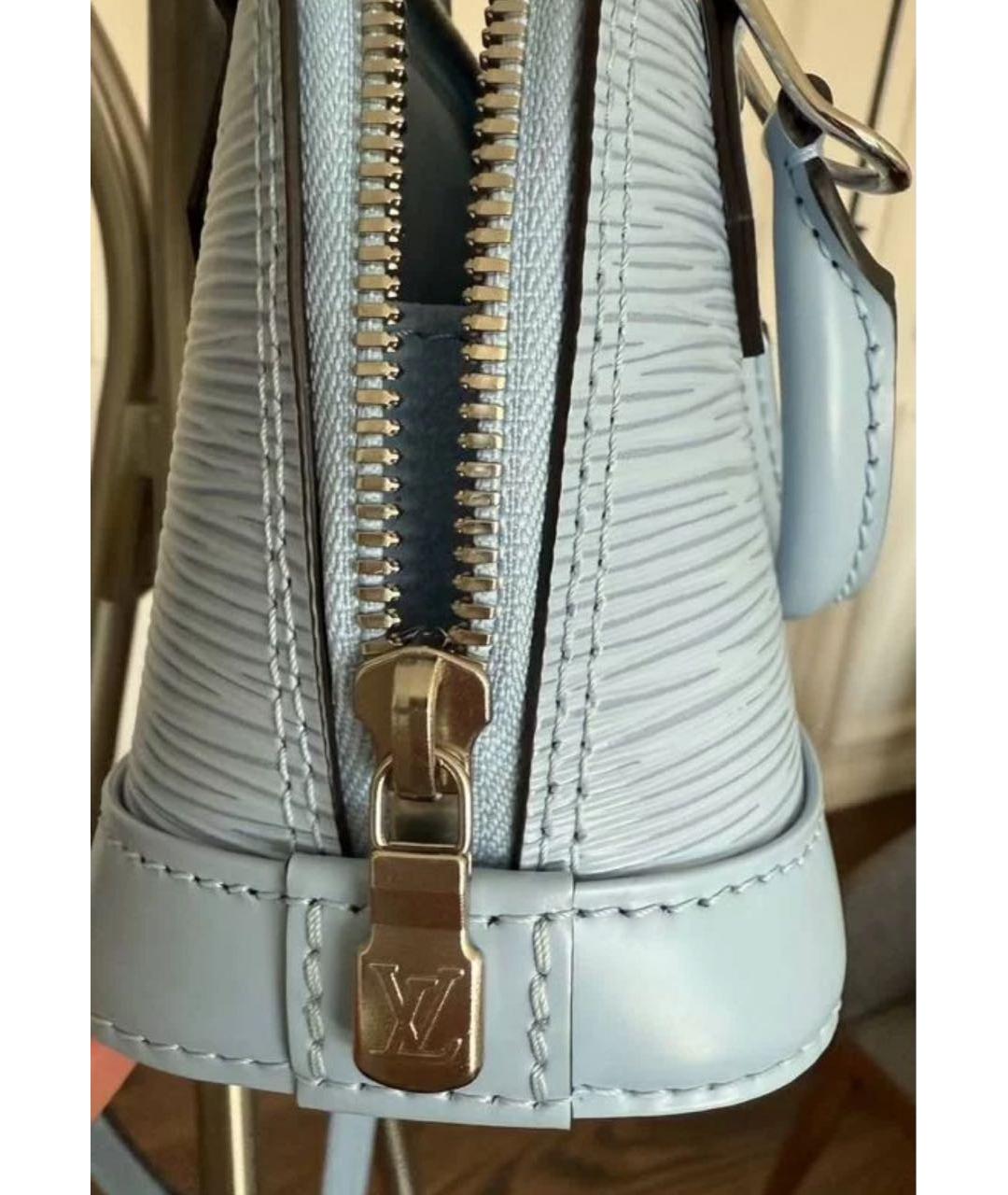 LOUIS VUITTON Голубая кожаная сумка с короткими ручками, фото 5