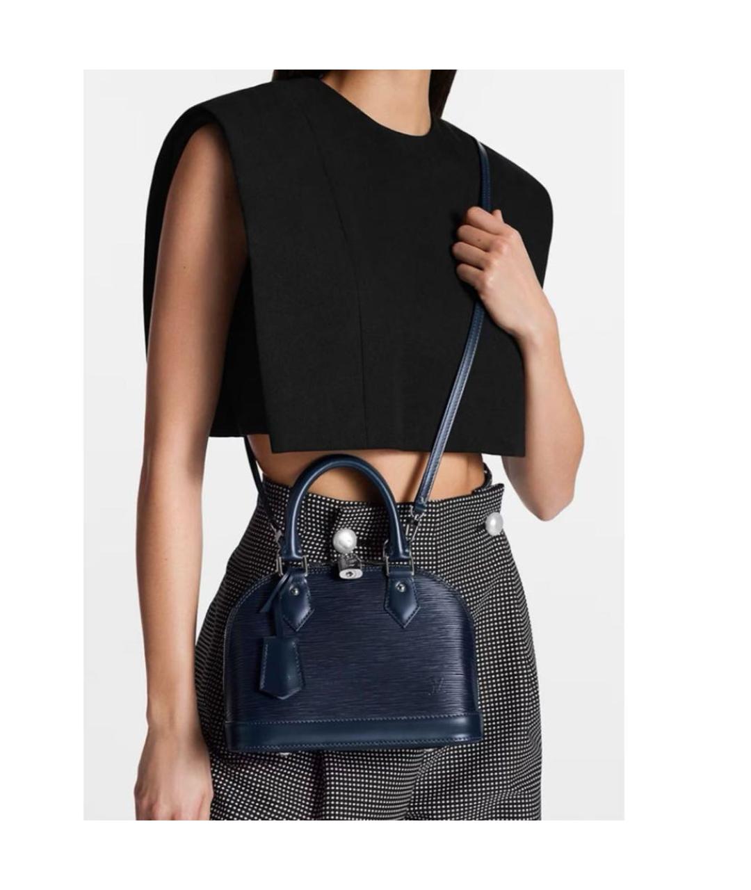 LOUIS VUITTON Голубая кожаная сумка с короткими ручками, фото 6